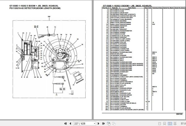 Tadano Truck Crane GT 550E 1 10202 5 Boom Jib 2M2D KG48UXL Parts Catalog 2