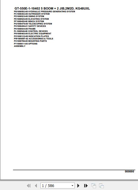 Tadano Truck Crane GT 550E 1 10402 5 Boom 2 Jib 2M2D KG48UXN Parts Catalog 1