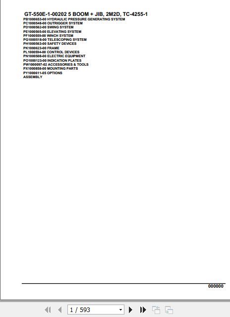 Tadano Truck Crane GT 550E 1 TC 4255 1 00202 5 Boom Jib 2M2D Parts Catalog 1