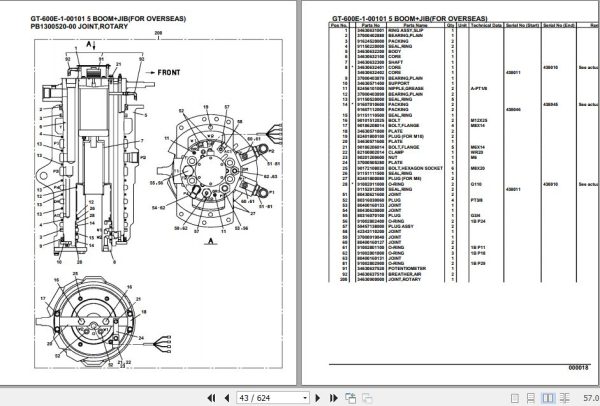Tadano Truck Crane GT 600E 1 00101 5 Boom Jib For Overseas Parts Catalog 2