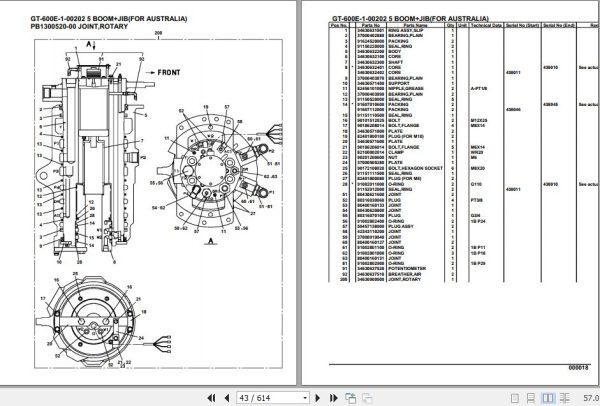 Tadano Truck Crane GT 600E 1 00202 5 Boom Jib For Australia Parts Catalog 2