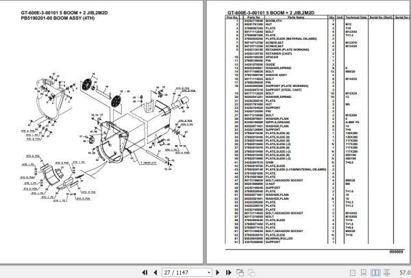 Tadano Truck Crane GT 600E 3 00101 5 Boom 2 Jib 2M2D Parts Catalog 2