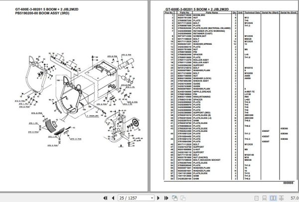 Tadano Truck Crane GT 600E 3 00201 5 Boom 2 Jib 2M2D Parts Catalog 2