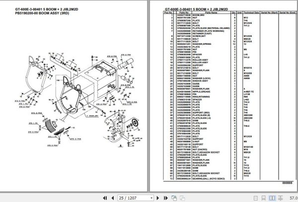 Tadano Truck Crane GT 600E 3 00401 5 Boom 2 Jib 2M2D Parts Catalog 2