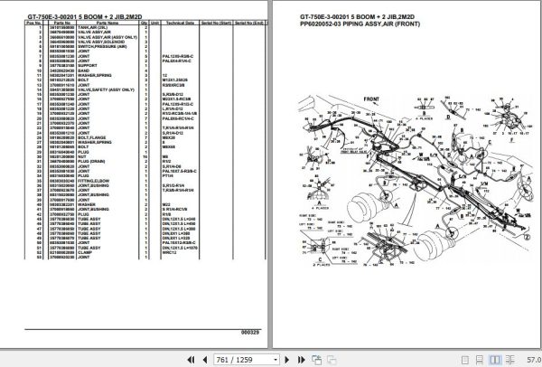 Tadano Truck Crane GT 750E 3 00201 5 Boom 2 Jib 2M2D Parts Catalog 2