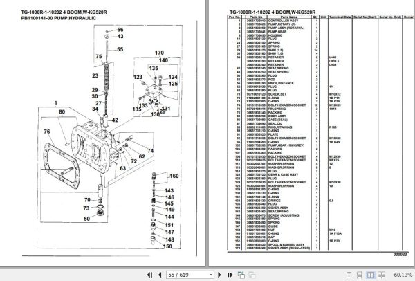 Tadano Truck Crane TG 1000R 1 10202 4 Boom W KG520R Parts Catalog 2