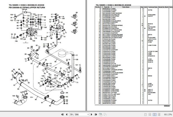 Tadano Truck Crane TG 1000R 1 10302 4 Boom KC KG530 Parts Catalog 2
