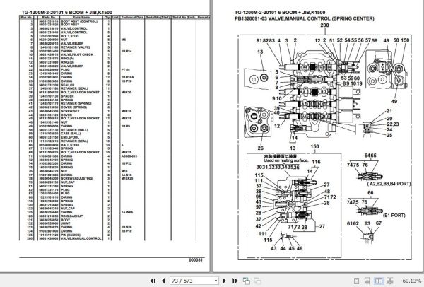Tadano Truck Crane TG 1200M 2 20101 6 Boom Jib K1500 Parts Catalog 2