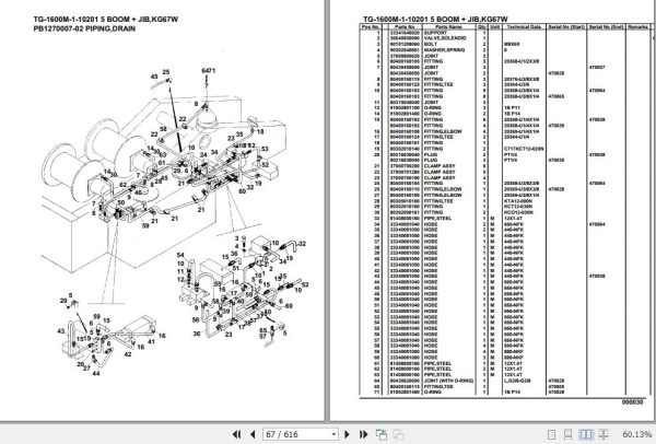 Tadano Truck Crane TG 1600M 1 10201 5 Boom Jib KG67W Parts Catalog 2
