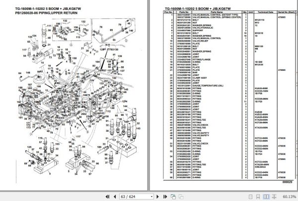 Tadano Truck Crane TG 1600M 1 10202 5 Boom Jib KG67W Parts Catalog 2