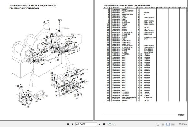 Tadano Truck Crane TG 1600M 4 20103 5 Boom Jib W KA904UB Parts Catalog 2