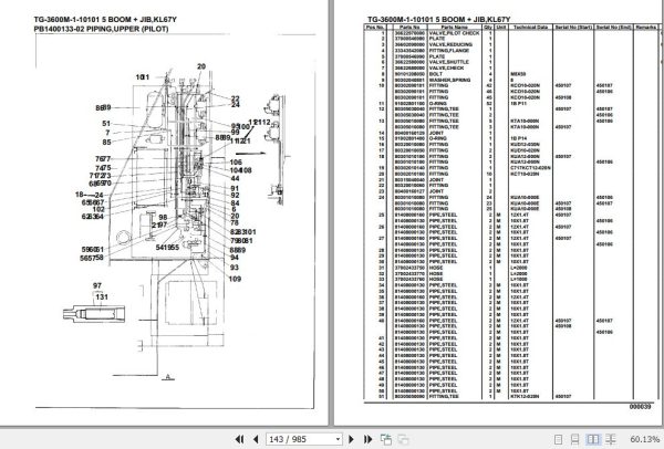 Tadano Truck Crane TG 3600M 1 10101 5 Boom Jib KL67Y Parts Catalog 2