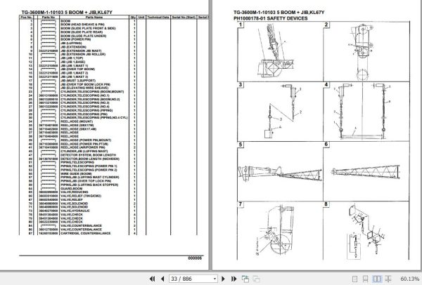 Tadano Truck Crane TG 3600M 1 10103 5 Boom Jib KL67Y Parts Catalog 2