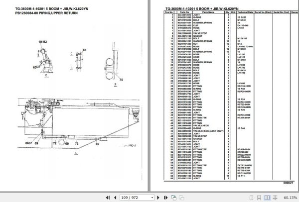 Tadano Truck Crane TG 3600M 1 10201 5 Boom Jib W KL620YN Parts Catalog 2