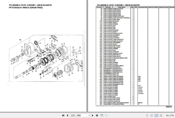 Tadano Truck Crane TG 3600M 2 10101 5 Boom Jib W KL620YN Parts Catalog 2