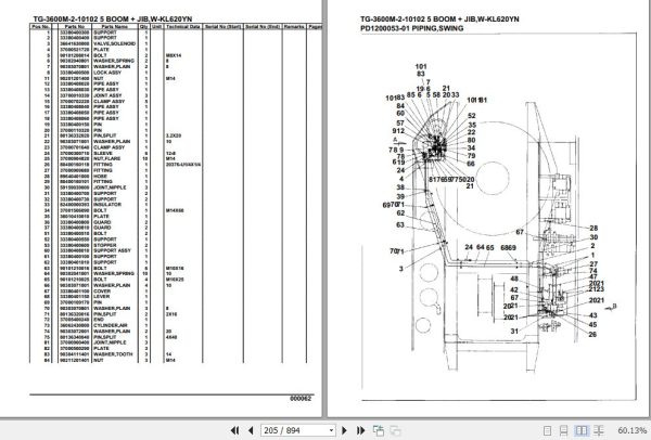 Tadano Truck Crane TG 3600M 2 10102 5 Boom Jib W KL620YN Parts Catalog 2
