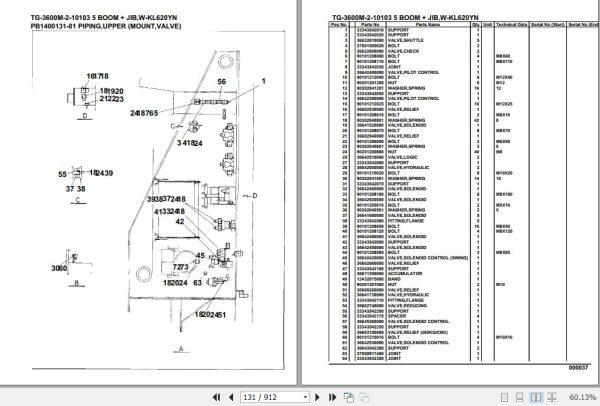 Tadano Truck Crane TG 3600M 2 10103 5 Boom Jib W KL620YN Parts Catalog 2