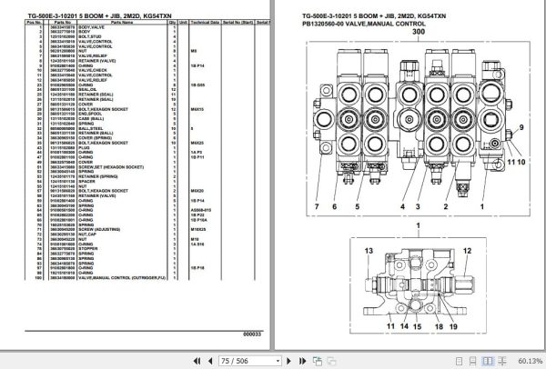 Tadano Truck Crane TG 500E 3 10201 5 Boom Jib 2M2D KG54TXN Parts Catalog 2