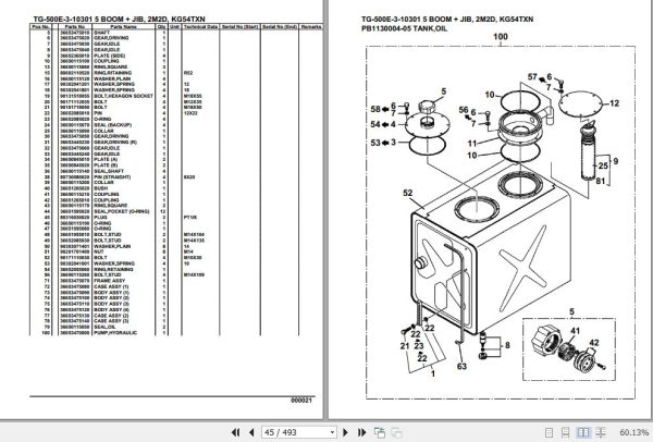 Tadano Truck Crane TG 500E 3 10301 5 Boom Jib 2M2D KG54TXN Parts Catalog 2