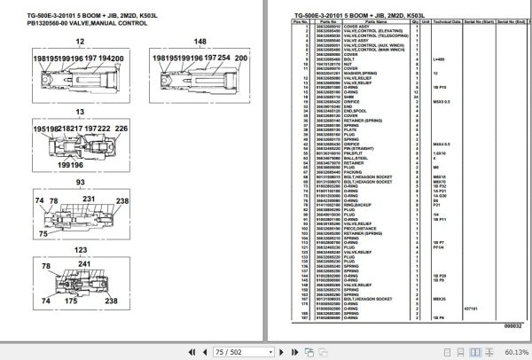 Tadano Truck Crane TG 500E 3 20101 5 Boom Jib 2M2D K503L Parts Catalog 2