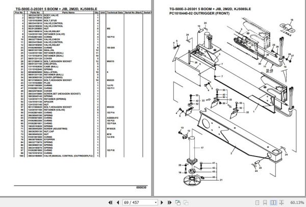 Tadano Truck Crane TG 500E 3 20301 5 Boom Jib 2M2D KJ508SLE Parts Catalog 2