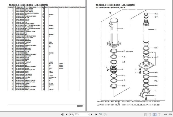 Tadano Truck Crane TG 500M 5 10101 5 Boom Jib KG530TN Parts Catalog 2