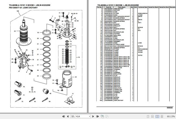 Tadano Truck Crane TG 600M 4 10101 5 Boom Jib W KG520W Parts Catalog 2