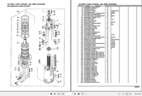 Tadano Truck Crane TG 700E 1 10201 5 Boom Jib 2M2D KG53WXN Parts Catalog 2