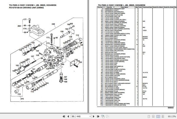 Tadano Truck Crane TG 700E 3 10201 5 Boom Jib 2M2D KG54WXN Parts Catalog 2