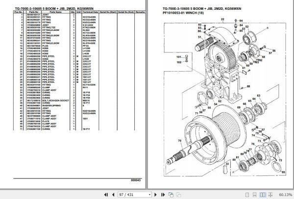 Tadano Truck Crane TG 700E 3 10605 5 Boom Jib 2M2D KG56WXN Parts Catalog 2