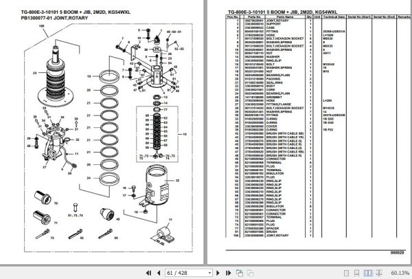 Tadano Truck Crane TG 800E 3 10101 5 Boom Jib 2M2D KG54WXL Parts Catalog 2