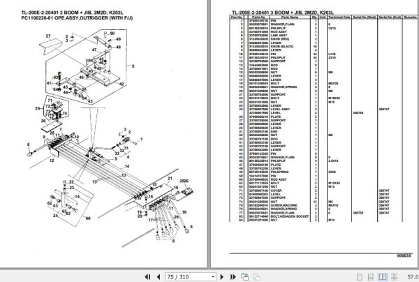 Tadano Truck Crane TL 200E 2 20401 3 Boom Jib 2M2D K203L Parts Catalog 2