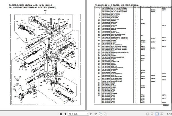 Tadano Truck Crane TL 200E 3 20101 3 Boom Jib 1M1D K203LA Parts Catalog 2