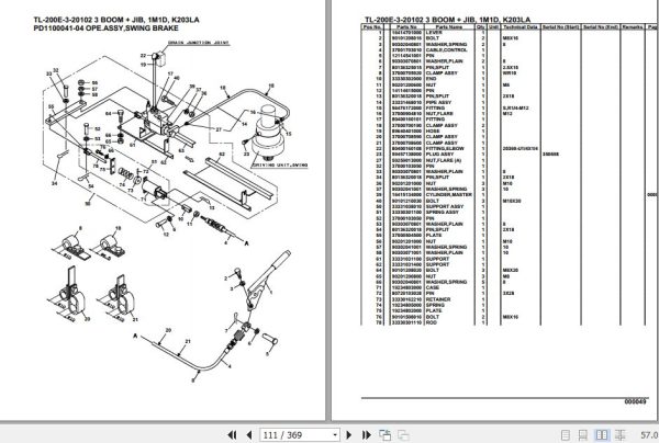 Tadano Truck Crane TL 200E 3 20102 3 Boom Jib 1M1D K203LA Parts Catalog 2