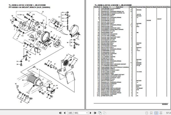 Tadano Truck Crane TL 200M 4 20102 4 Boom Jib KV208M Parts Catalog 2