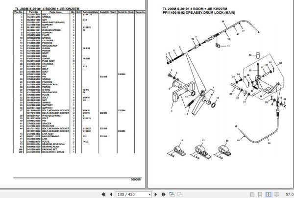 Tadano Truck Crane TL 200M 5 20101 4 Boom Jib KW207M Parts Catalog 2