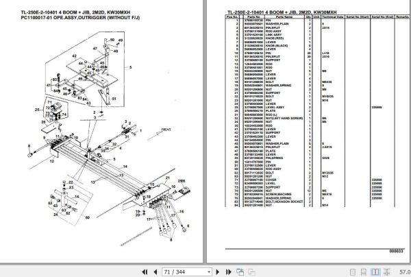 Tadano Truck Crane TL 250E 2 10401 4 Boom Jib 2M2D KW30MXH Parts Catalog 2