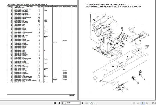 Tadano Truck Crane TL 250E 2 20102 4 Boom Jib 2M2D K203LA Parts Catalog 2