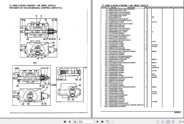 Tadano Truck Crane TL 250E 2 20303 4 Boom Jib 2M2D K203LA Parts Catalog 2