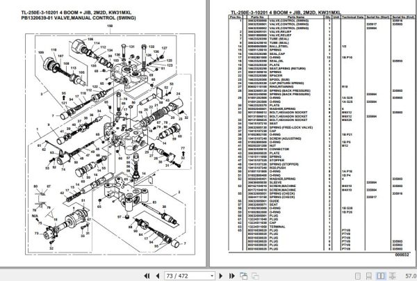 Tadano Truck Crane TL 250E 3 10201 4 Boom Jib 2M2D KW31MXL Parts Catalog 2