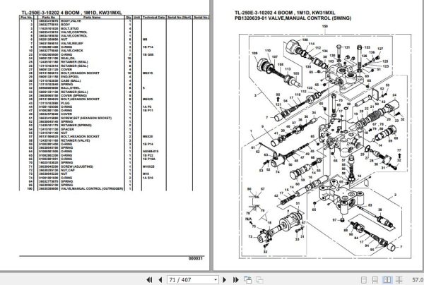 Tadano Truck Crane TL 250E 3 10202 4 Boom 1M1D KW31MXL Parts Catalog 2