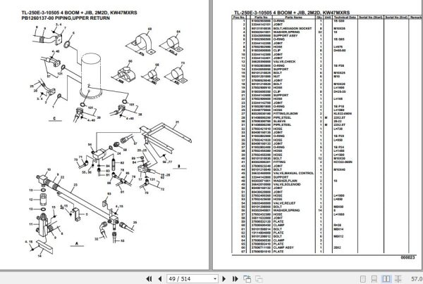 Tadano Truck Crane TL 250E 3 10505 4 Boom Jib 2M2D KW47MXRS Parts Catalog 2