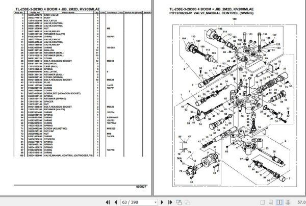 Tadano Truck Crane TL 250E 3 20303 4 Boom Jib 2M2D KV208MLAE Parts Catalog 2