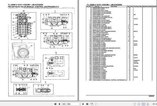 Tadano Truck Crane TL 250M 4 33007410101 4 Boom Jib KG520SN Parts Catalog 2