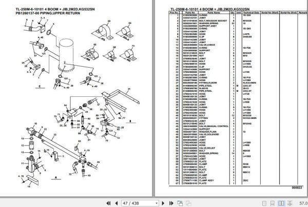 Tadano Truck Crane TL 250M 4 33007420101 4 Boom Jib 2M2D KG532SN Parts Catalog 2