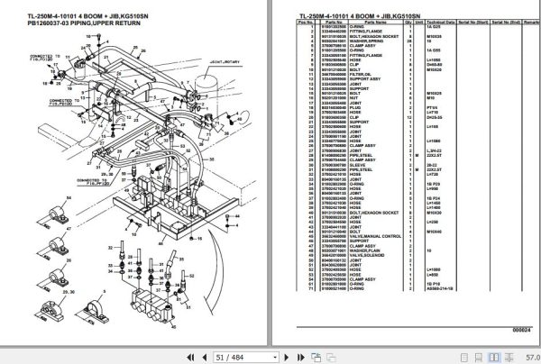 Tadano Truck Crane TL 250M 5 33007510101 4 Boom Jib KG510SN Parts Catalog 2