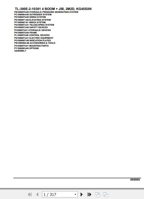 Tadano Truck Crane TL 300E 2 10301 4 Boom Jib 2M2D KG45SXN Parts Catalog 1