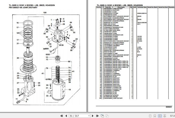 Tadano Truck Crane TL 300E 2 10301 4 Boom Jib 2M2D KG45SXN Parts Catalog 2