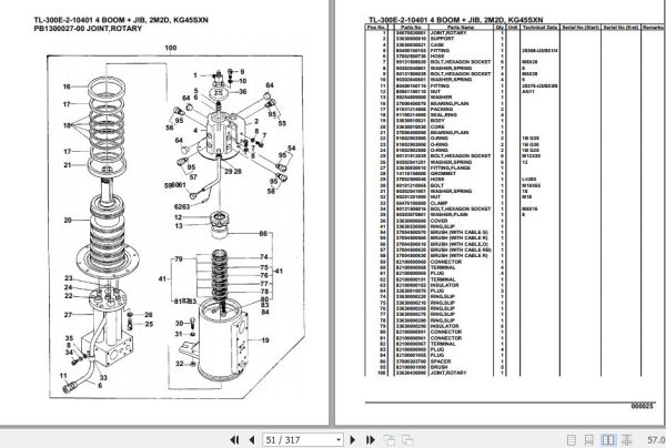 Tadano Truck Crane TL 300E 2 10401 4 Boom Jib 2M2D KG45SXN Parts Catalog 2