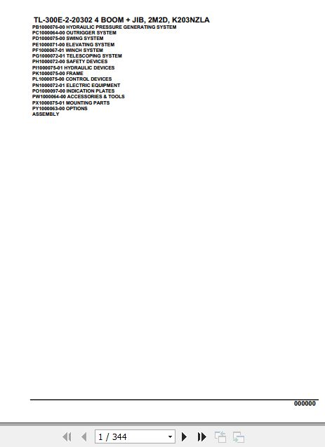 Tadano Truck Crane TL 300E 2 20302 4 Boom Jib 2M2D K203NZLA Parts Catalog 1